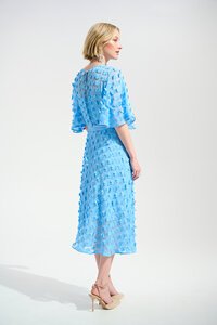 Joseph Ribkoff 3D Embroidered Belted Chiffon Dress 