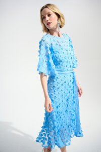 Joseph Ribkoff 3D Embroidered Belted Chiffon Dress 