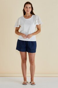 Betty Basics Lottie Embroidered Tee