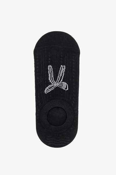 Antler Black With White Bow No Show Socks-hc-new-Hello Cyril.