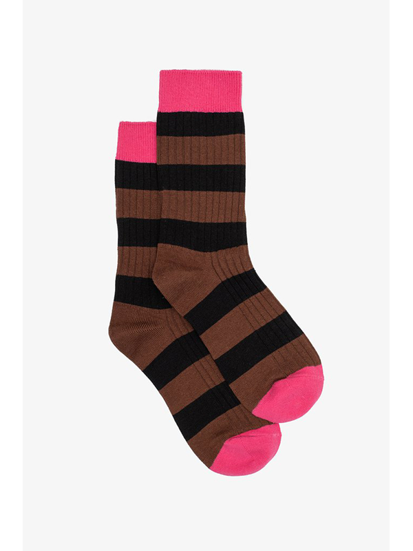 Antler Choc Stripe + Pink Sock