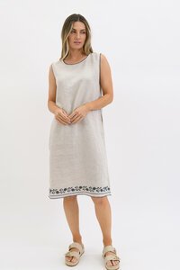 Worthier Sleeveless Embroidery Hem Dress