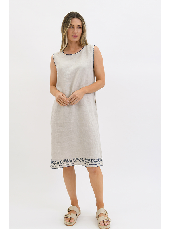 Worthier Sleeveless Embroidery Hem Dress