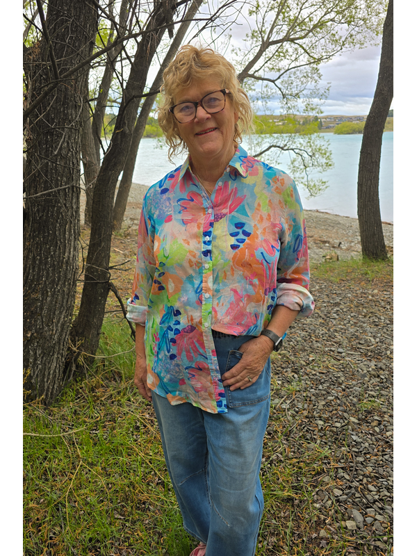 Worthier Asta Linen Print Top