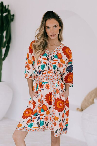 Joop & Gypsy Emelie Floral Wrap Knee Dress-hc-new-Hello Cyril.