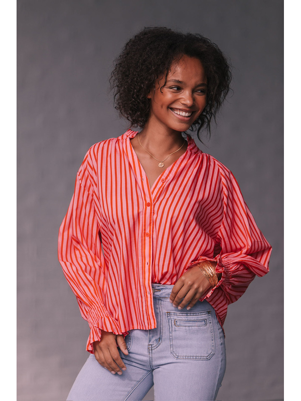 White Poetry Racquet Club Stripe Sorrento Blouse