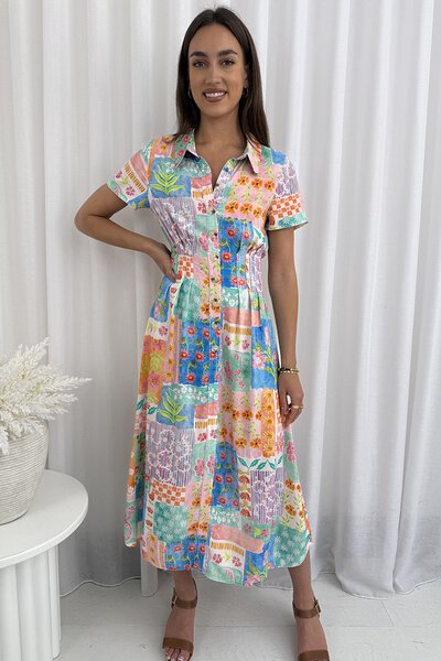 Grace & Co Patchwork Shirt Dress-hc-new-Hello Cyril.