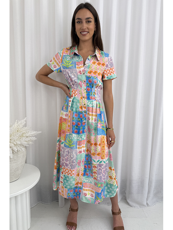 Grace & Co Patchwork Shirt Dress