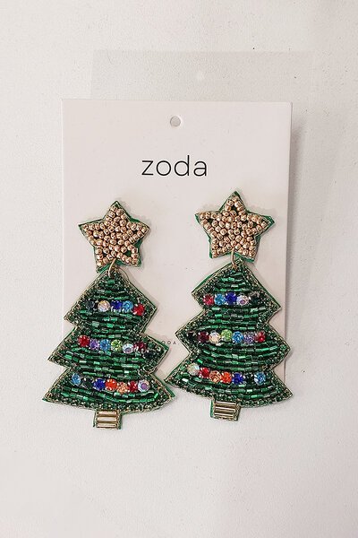 Zoda Beaded Christmas Tree Earring-hc-new-Hello Cyril.