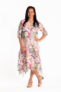 Jellicoe Olive Textured Garden Dress w Slip