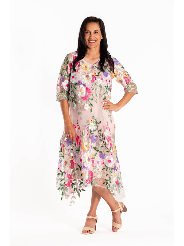 Jellicoe Olive Textured Garden Dress w Slip