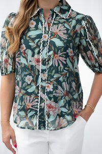 Fria The Label Lyocell Floral Lace Trim Blouse