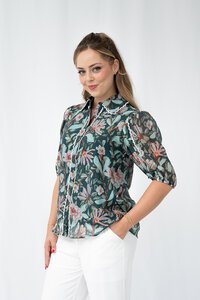 Fria The Label Lyocell Floral Lace Trim Blouse