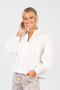 Vassalli Placket Shirt with Balloon Sleeve
