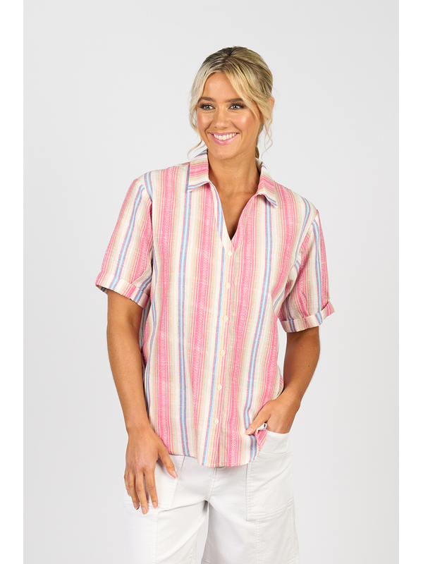 Vassalli Stripe Dropped Shoulder with Rounded Hem