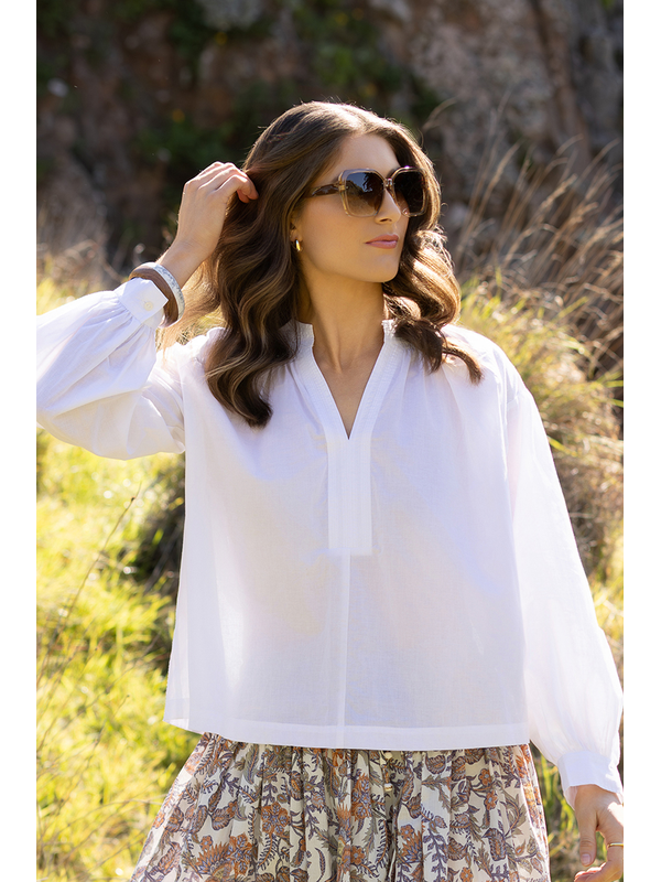 Vassalli Placket Shirt with Balloon Sleeve