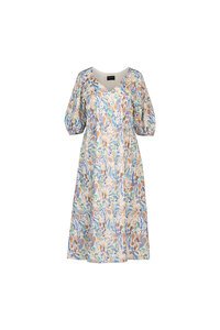 Vassalli V Neck Pleat Sleeve Detail Dress - Amalfi