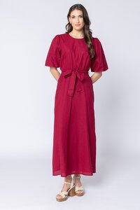 Leila + Luca Merlot Linen Sparkling Dress