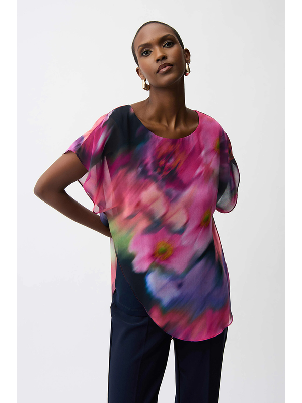 Joseph Ribkoff Floral Asymmetrical Top