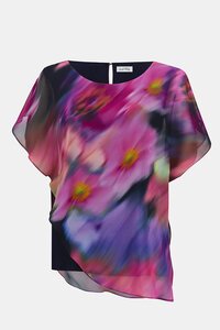 Joseph Ribkoff Floral Asymmetrical Top