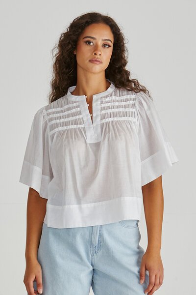 Sass Pammi Ruffle Yoke Blouse-hc-new-Hello Cyril.