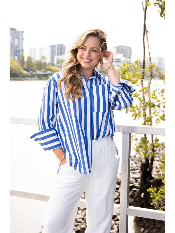 Fria The Label Stripe Wide Cuffs Shirt
