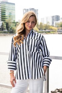 Fria The Label Stripe Wide Cuffs Shirt