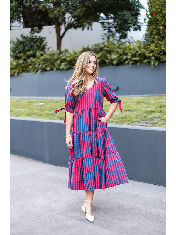 Silver Wishes Gingham Check Dress