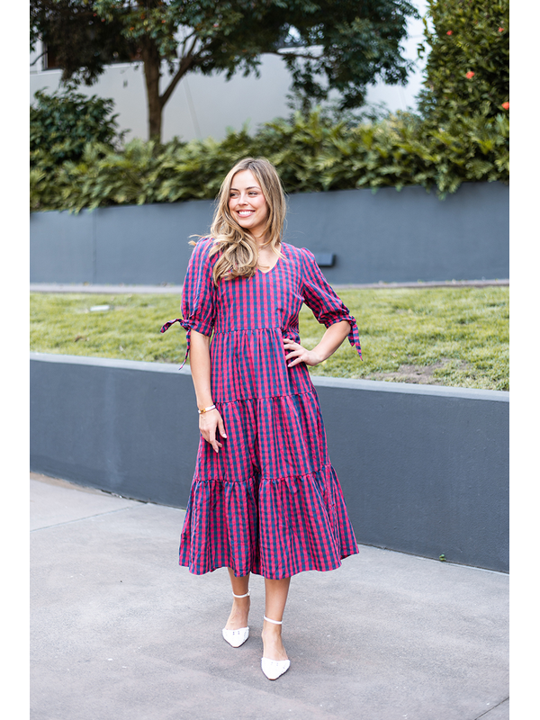 Silver Wishes Gingham Check Dress