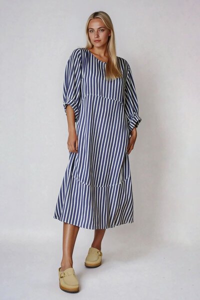 Moss Cocoon Stripe Dress-hc-shop-by-style-Hello Cyril.