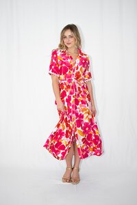 Fria The Label Floral Lace Trim Midi Dress