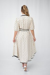 Fria The Label Polka Dot Godet Midi Dress