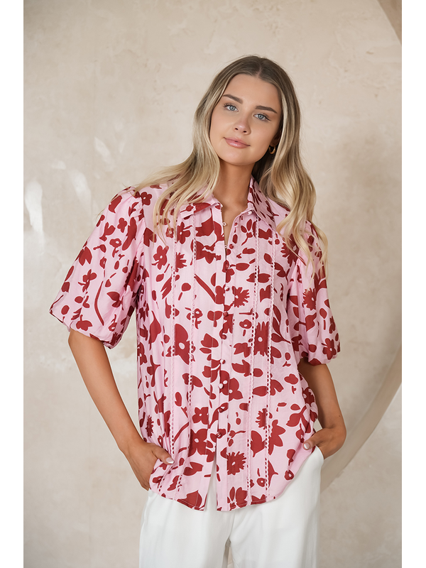 Fria The Label Floral Lace Trim Blouse