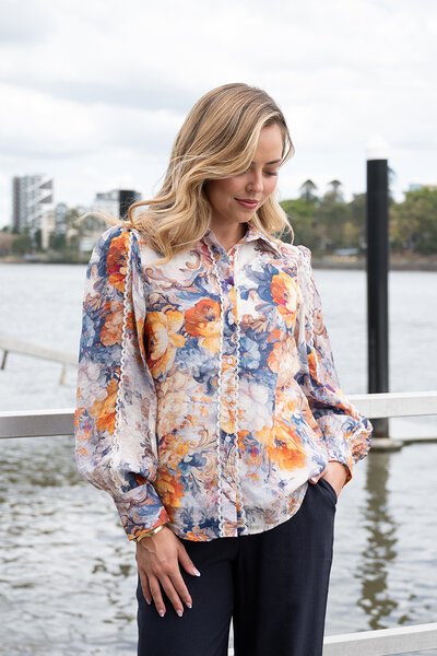 Fria The Label Vintage Rose Lace Trim Blouse-december-Hello Cyril.