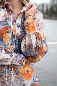 Fria The Label Vintage Rose Lace Trim Blouse