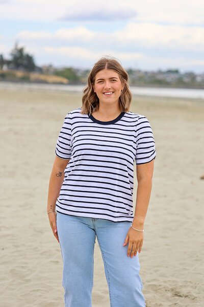 Foil Striped Moulin Rouche Tee-shop-by-label-Hello Cyril.