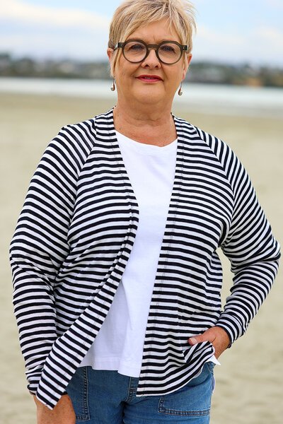 Foil Essential Gather Back Cardigan-december-Hello Cyril.