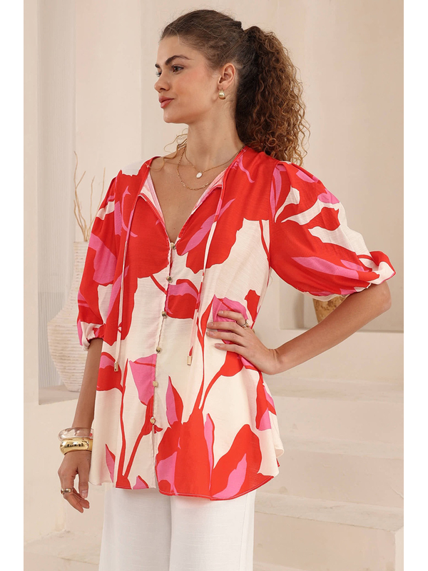 Iris Maxi Stylised Hibiscus Top