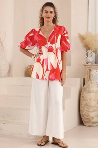 Iris Maxi Stylised Hibiscus Top