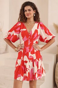 Iris Maxi Stylised Hibiscus Mini Dress