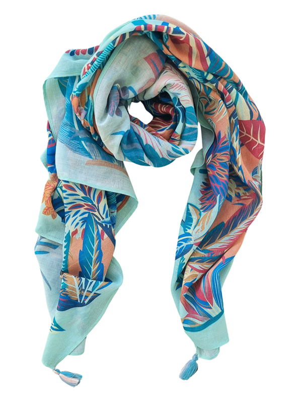 Zoda Pure Cotton Orange Scarf With Tassel