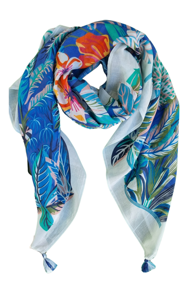 Zoda Pure Cotton Rainforest Scarf With Tassel-Hello Cyril.