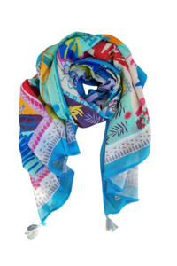 Zoda Pure Cotton Tropicale Scarf With Tassel