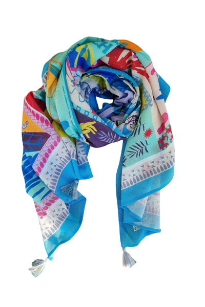Zoda Pure Cotton Tropicale Scarf With Tassel-Hello Cyril.