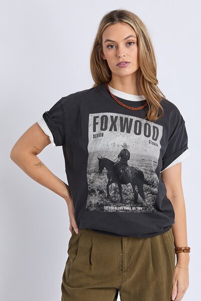 Foxwood Rodeo Tee-shop-by-label-Hello Cyril.