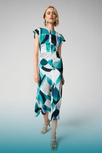 Joseph Ribkoff Textured Satin Geometric Print Dress