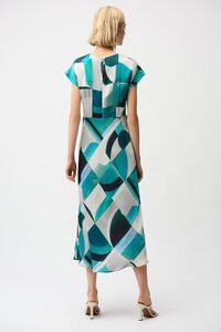 Joseph Ribkoff Textured Satin Geometric Print Dress