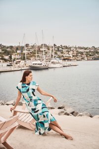 Joseph Ribkoff Textured Satin Geometric Print Dress