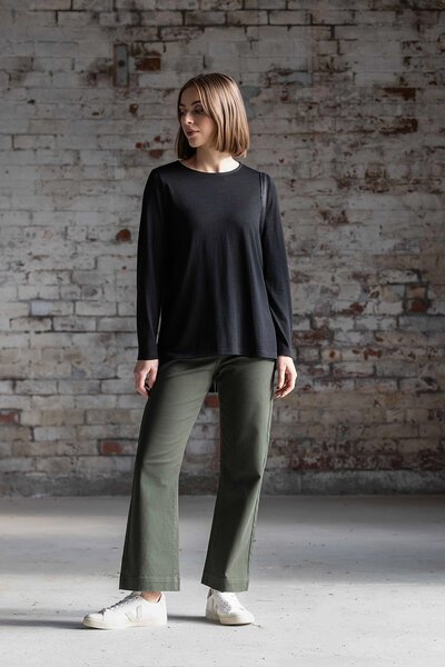 Vassalli Ivey Merino Top with Back Button Placket-shop-by-label-Hello Cyril.