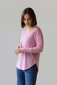 Vassalli Veni Merino V Neck Button Cuff Top